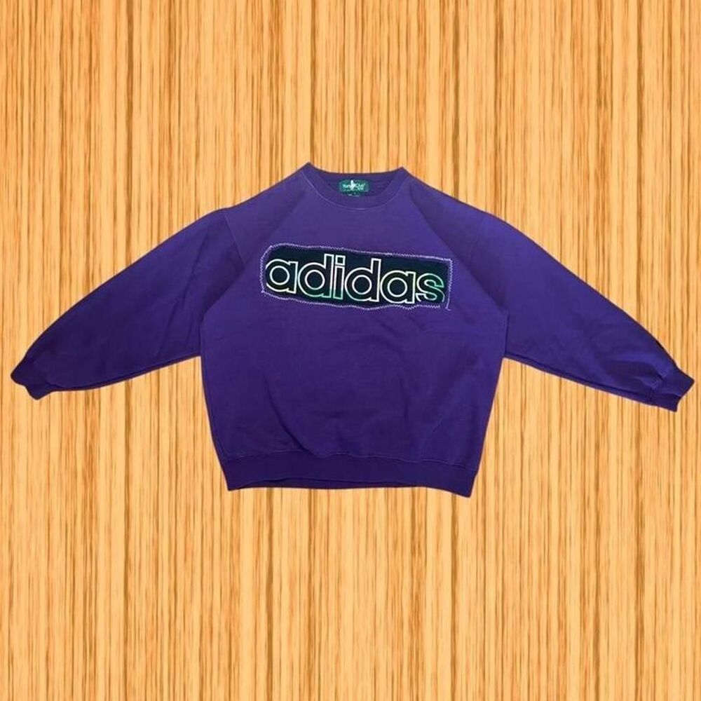 Hunt Club Upcycled adidas Sweatshirt Purple Crewneck Stitched Logo